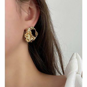 18K Circle Crumb Plated Earrings